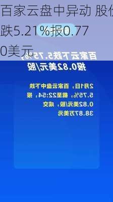 百家云盘中异动 股价大跌5.21%报0.770美元