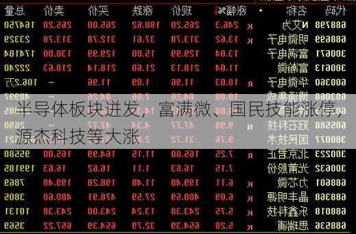 半导体板块迸发，富满微、国民技能涨停，源杰科技等大涨-第2张图片-