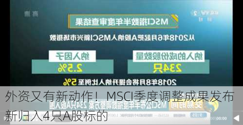 外资又有新动作！MSCI季度调整成果发布 新归入4只A股标的-第1张图片-