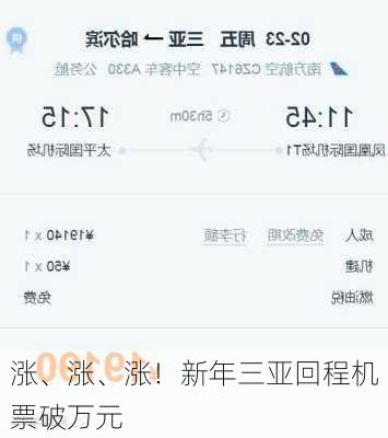 涨、涨、涨！新年三亚回程机票破万元-第3张图片-