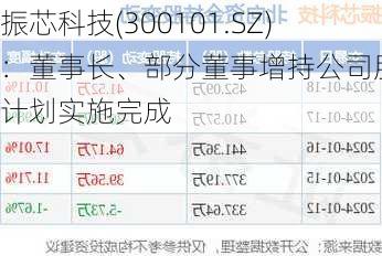 振芯科技(300101.SZ)：董事长、部分董事增持公司股份计划实施完成-第1张图片-