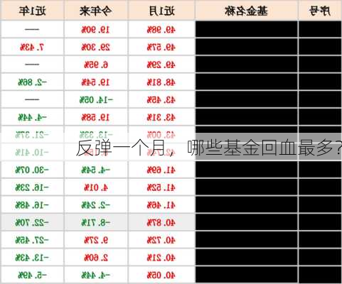 反弹一个月，哪些基金回血最多？-第3张图片-