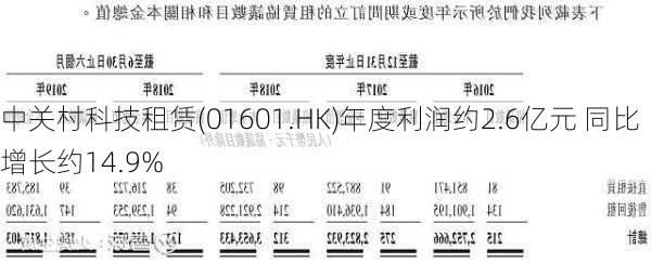 中关村科技租赁(01601.HK)年度利润约2.6亿元 同比增长约14.9%-第1张图片-