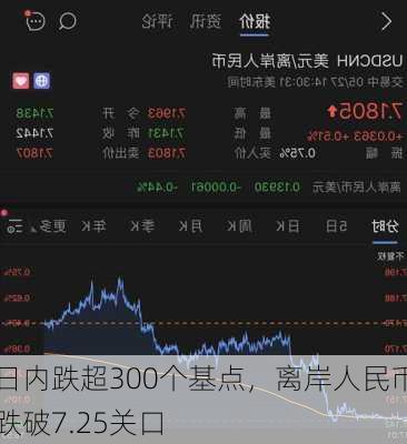 日内跌超300个基点，离岸人民币跌破7.25关口-第2张图片-