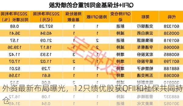 外资最新布局曝光，12只绩优股获QFII和社保共同持仓