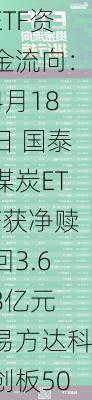 ETF资金流向：4月18日 国泰煤炭ETF获净赎回3.68亿元 易方达科创板50ETF获净赎回3.41亿元（附图）-第1张图片-