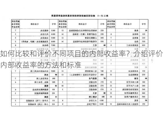 如何比较和评价不同项目的内部收益率？介绍评价内部收益率的方法和标准-第3张图片-