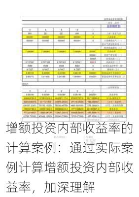 增额投资内部收益率的计算案例：通过实际案例计算增额投资内部收益率，加深理解