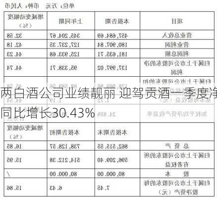 两白酒公司业绩靓丽 迎驾贡酒一季度净利同比增长30.43%-第2张图片-