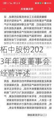 柘中股份2023年年度董事会经营评述-第1张图片-