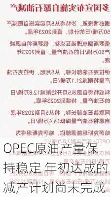 OPEC原油产量保持稳定 年初达成的减产计划尚未完成