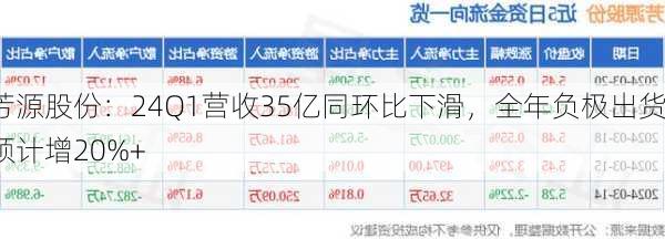 芳源股份：24Q1营收35亿同环比下滑，全年负极出货预计增20%+-第1张图片-