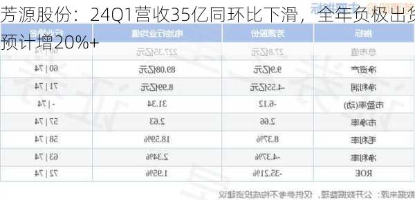 芳源股份：24Q1营收35亿同环比下滑，全年负极出货预计增20%+-第3张图片-