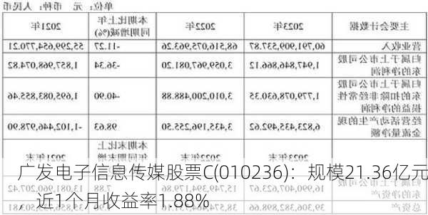 广发电子信息传媒股票C(010236)：规模21.36亿元，近1个月收益率1.88%-第1张图片-