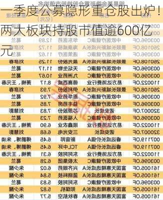 一季度公募隐形重仓股出炉！两大板块持股市值逾600亿元