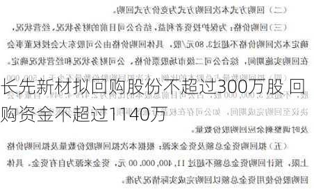 长先新材拟回购股份不超过300万股 回购资金不超过1140万-第1张图片-