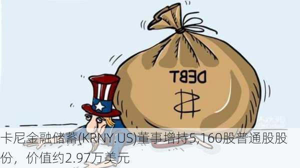 卡尼金融储蓄(KRNY.US)董事增持5,160股普通股股份，价值约2.97万美元