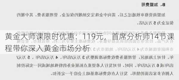 黄金大师课限时优惠：119元，首席分析师14节课程带你深入黄金市场分析-第1张图片-