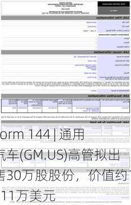 Form 144 | 通用汽车(GM.US)高管拟出售30万股股份，价值约1,311万美元-第2张图片-