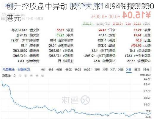 创升控股盘中异动 股价大涨14.94%报0.300港元-第2张图片-