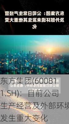 东方集团(600811.SH)：目前公司生产经营及外部环境未发生重大变化