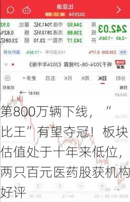 第800万辆下线，“比王”有望夺冠！板块估值处于十年来低位，两只百元医药股获机构好评-第1张图片-