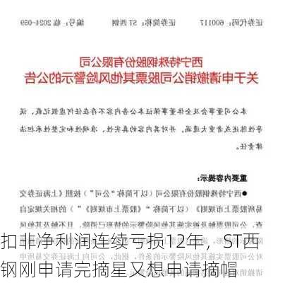 扣非净利润连续亏损12年，ST西钢刚申请完摘星又想申请摘帽-第1张图片-