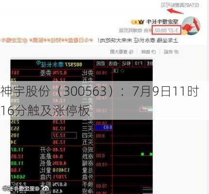 神宇股份（300563）：7月9日11时16分触及涨停板-第2张图片-