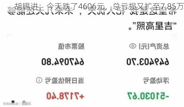 胡锡进：今天跌了4606元，总亏损又扩至7.85万-第3张图片-