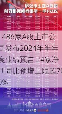 1486家A股上市公司发布2024年半年度业绩预告 24家净利同比预增上限超700%-第2张图片-