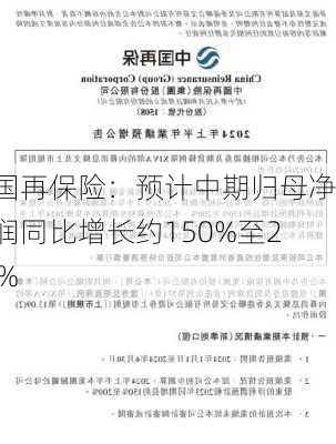 中国再保险：预计中期归母净利润同比增长约150%至200%-第1张图片-