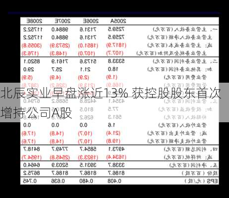 北辰实业早盘涨近13% 获控股股东首次增持公司A股-第2张图片-