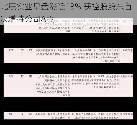 北辰实业早盘涨近13% 获控股股东首次增持公司A股-第1张图片-