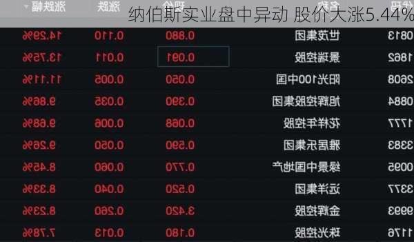 纳伯斯实业盘中异动 股价大涨5.44%-第2张图片-