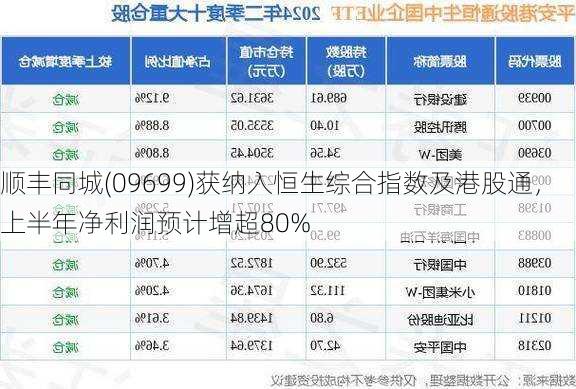 顺丰同城(09699)获纳入恒生综合指数及港股通，上半年净利润预计增超80%-第3张图片-