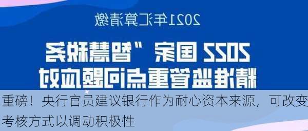 重磅！央行官员建议银行作为耐心资本来源，可改变考核方式以调动积极性-第3张图片-