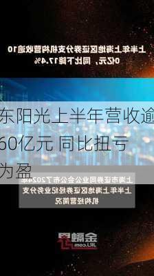 东阳光上半年营收逾60亿元 同比扭亏为盈-第3张图片-