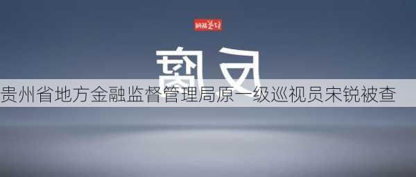 贵州省地方金融监督管理局原一级巡视员宋锐被查-第1张图片-