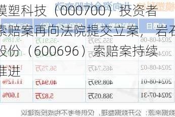 模塑科技（000700）投资者索赔案再向法院提交立案， 岩石股份（600696）索赔案持续推进-第2张图片-