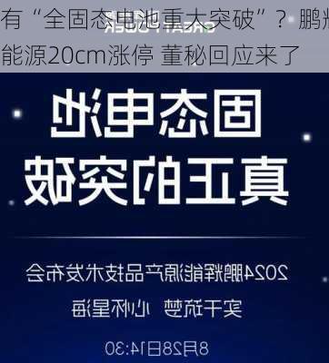 有“全固态电池重大突破”？鹏辉能源20cm涨停 董秘回应来了-第2张图片-