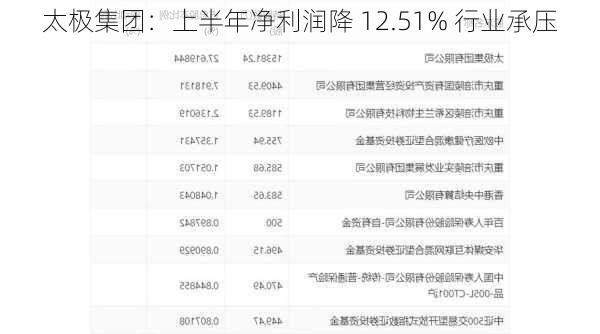 太极集团：上半年净利润降 12.51% 行业承压