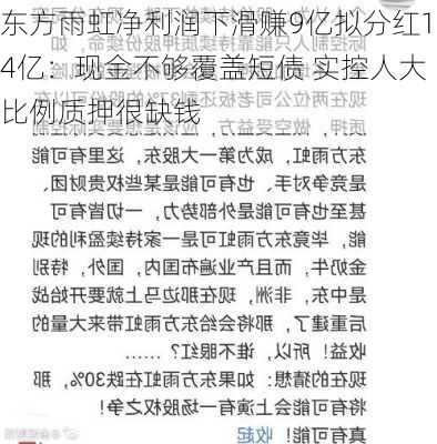 东方雨虹净利润下滑赚9亿拟分红14亿：现金不够覆盖短债 实控人大比例质押很缺钱-第2张图片-