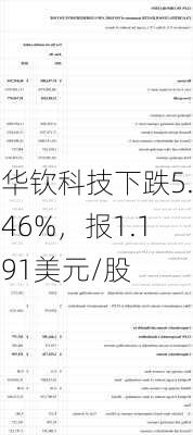 华钦科技下跌5.46%，报1.191美元/股-第1张图片-