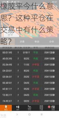 橡胶平今什么意思？这种平仓在交易中有什么策略？-第3张图片-