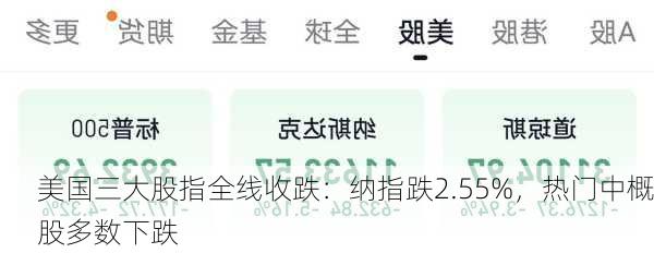 美国三大股指全线收跌：纳指跌2.55%，热门中概股多数下跌-第3张图片-