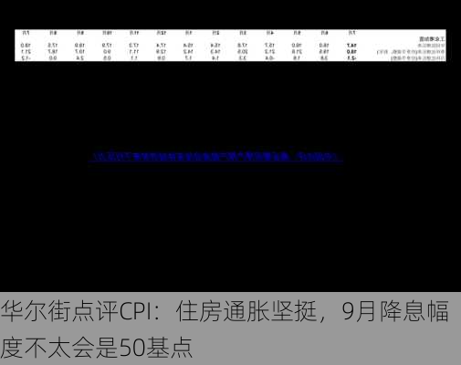 华尔街点评CPI：住房通胀坚挺，9月降息幅度不太会是50基点-第1张图片-