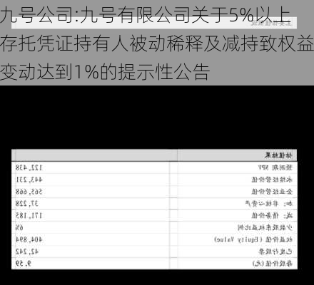 九号公司:九号有限公司关于5%以上存托凭证持有人被动稀释及减持致权益变动达到1%的提示性公告-第1张图片-