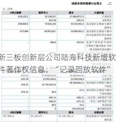 新三板创新层公司陆海科技新增软件著作权信息：“记录回放软件”-第1张图片-