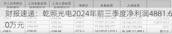 财报速递：乾照光电2024年前三季度净利润4881.60万元-第3张图片-