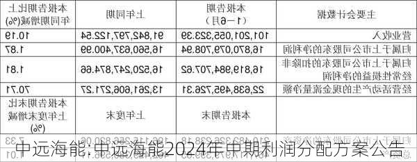 中远海能:中远海能2024年中期利润分配方案公告-第1张图片-